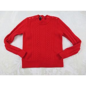 J.Crew Sweater Womens Small Red Wool Cable‎ Knit Casual Ladies*